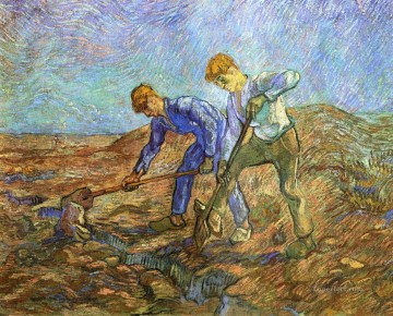  campesinos Arte - Dos campesinos excavando en busca de mijo Vincent van Gogh